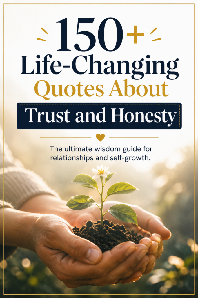 A motivational Pinterest pin with a beautiful background and a quotes about trust and honesty for self-growth and relationship inspiration.