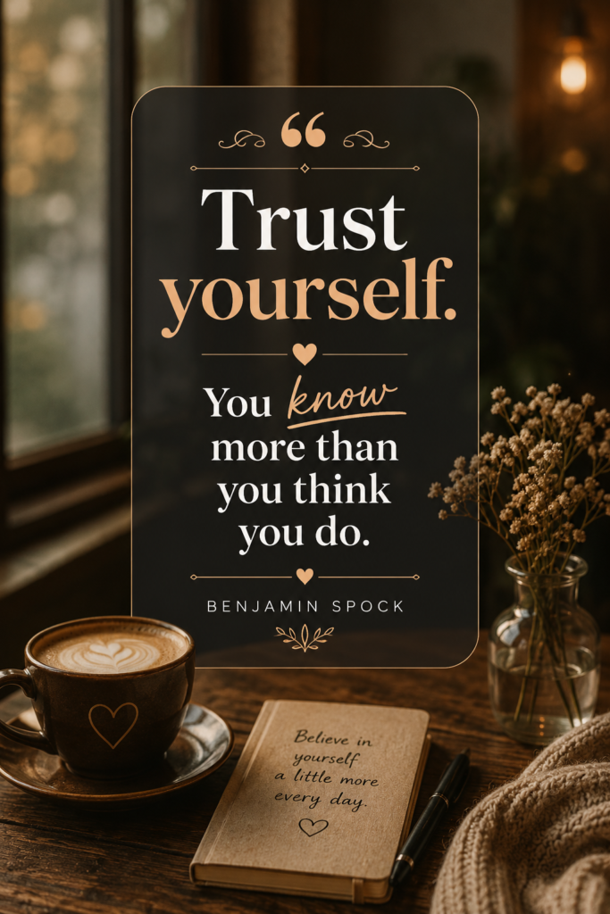 Uplifting aesthetic pin: "Trust yourself. You know more than you think you do." Intuition and self-confidence booster.