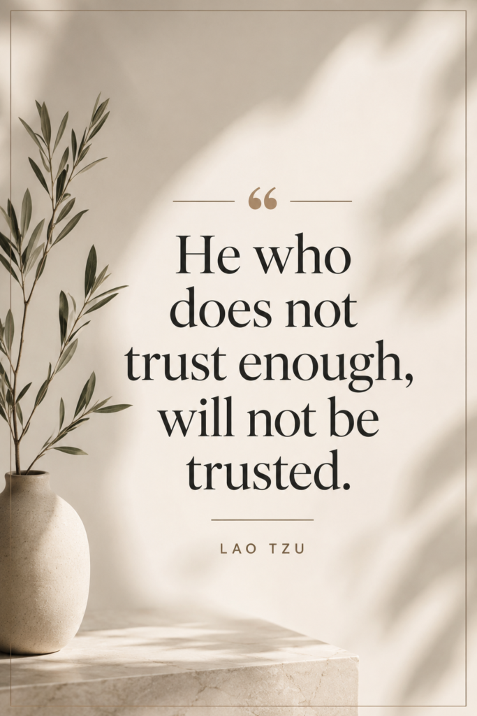 Lao Tzu quote: "He who does not trust enough, will not be trusted." Inspirational Asian philosophy on Pinterest.