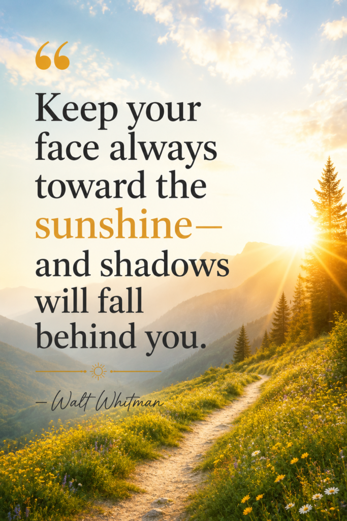 Vertical Pinterest pin featuring a bright sunny landscape background for positive affirmations.