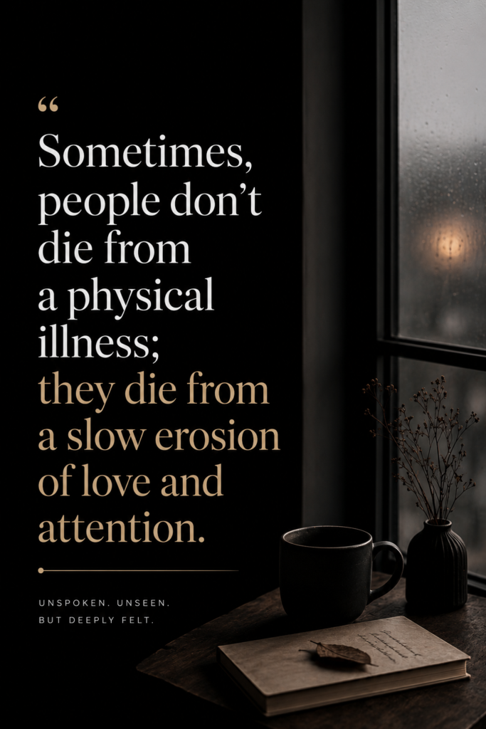 A clean, high-contrast 2:3 vertical Pinterest pin (1000 x 1500 pixels) featuring a thoughtful quote about emotional neglect and silent goodbyes.