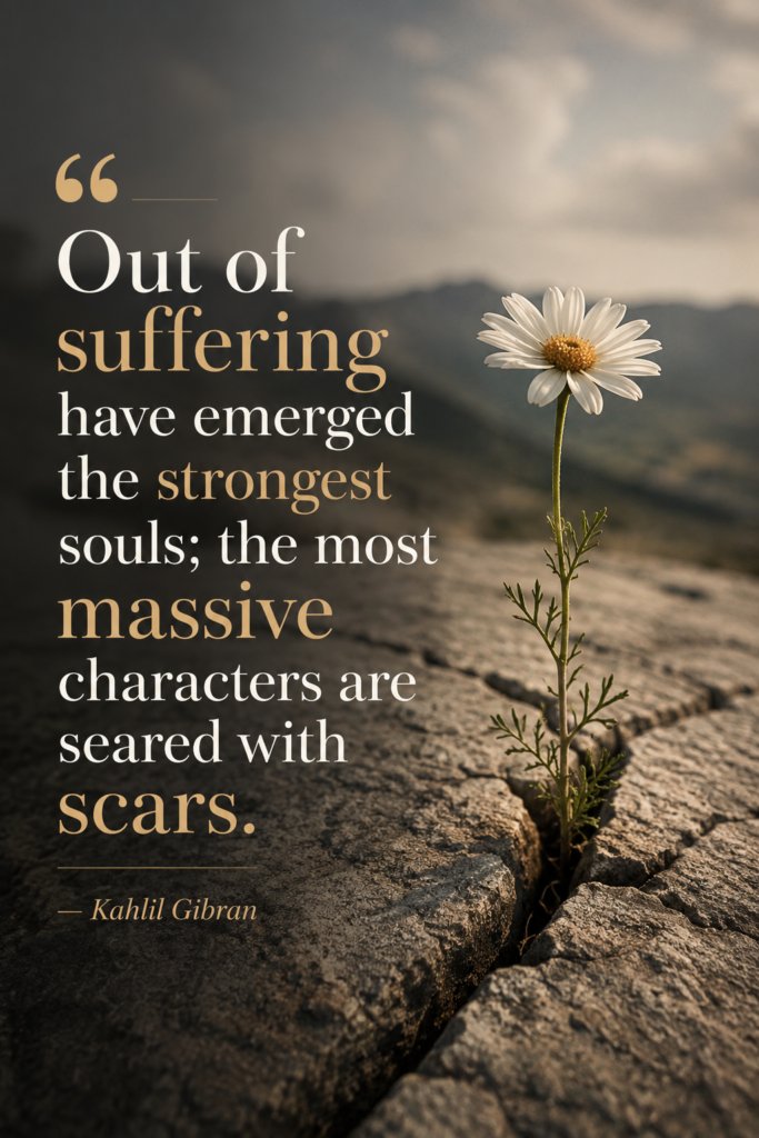 A resilient wildflower blooming from dry earth, representing inner strength and emotional healing.