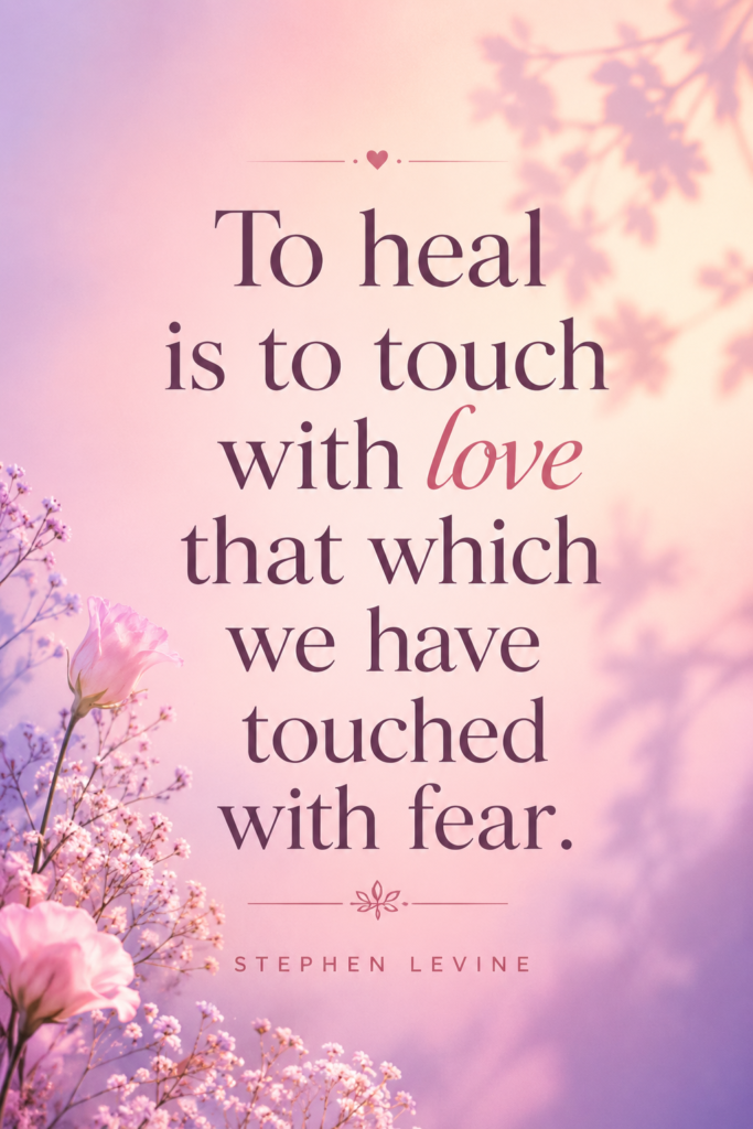 Soft aesthetic pastel background paired with comforting energy healing quotes on self-compassion.