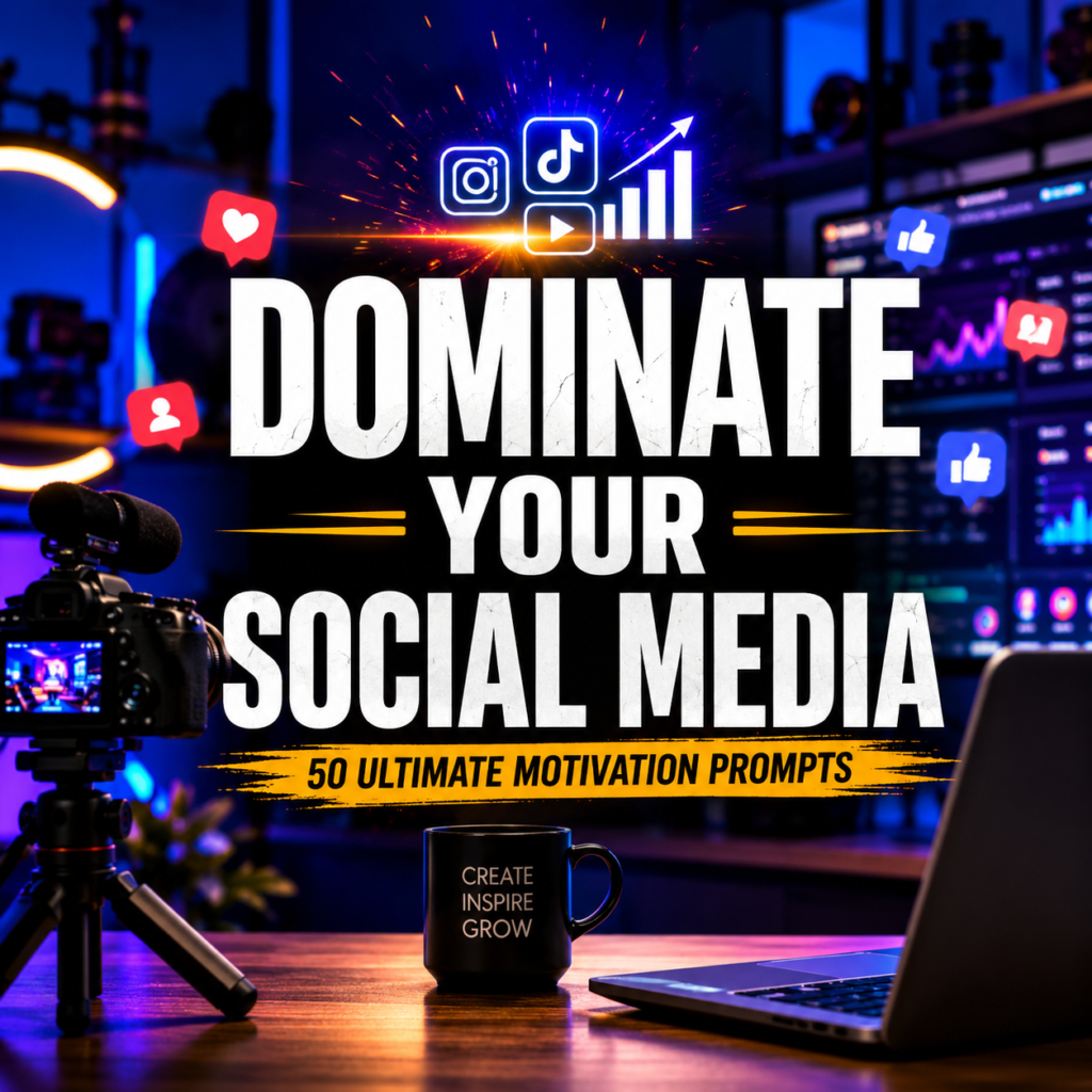 Ultimate Social Media Motivation Prompts Bundle | 50 Creator Economy & Growth Mindset Ideas