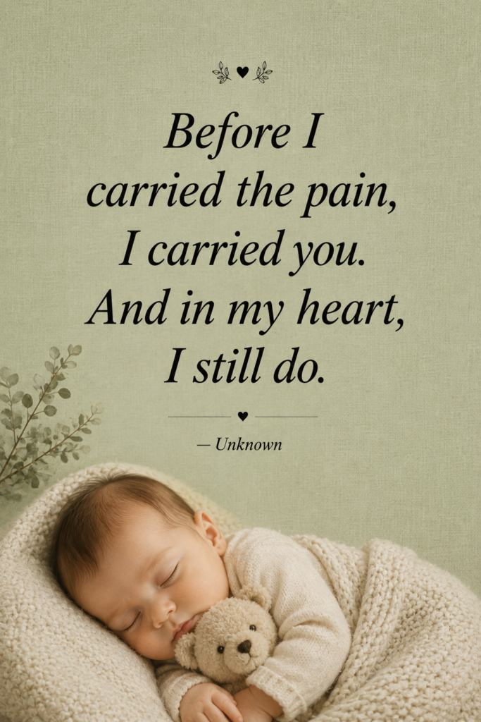 Soft sage green Pinterest pin displaying an emotional baby death quote about pregnancy loss.