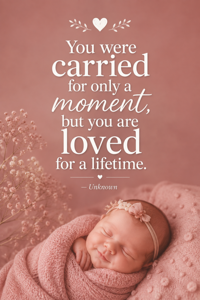 Dusty rose pin featuring a heartfelt baby death quote about enduring love.