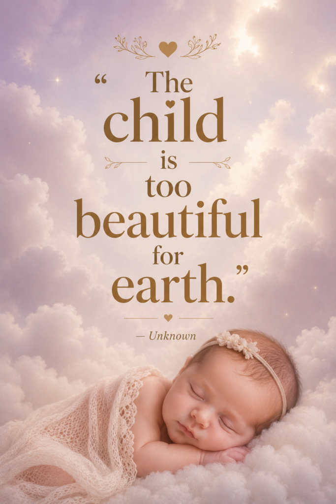Ethereal cloud background pin featuring a comforting baby death quote.