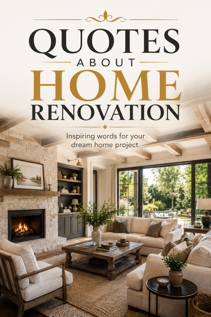 QUOTES ABOUT HOME RENOVATION : A bright and airy, beautifully renovated modern living room interior with soft sunlight streaming in, ready for inspirational text overlay.