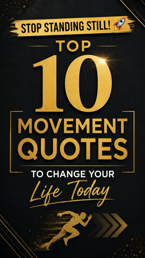 Aesthetic Pinterest pin layout highlighting the top 10 movement quotes to inspire action and growth.