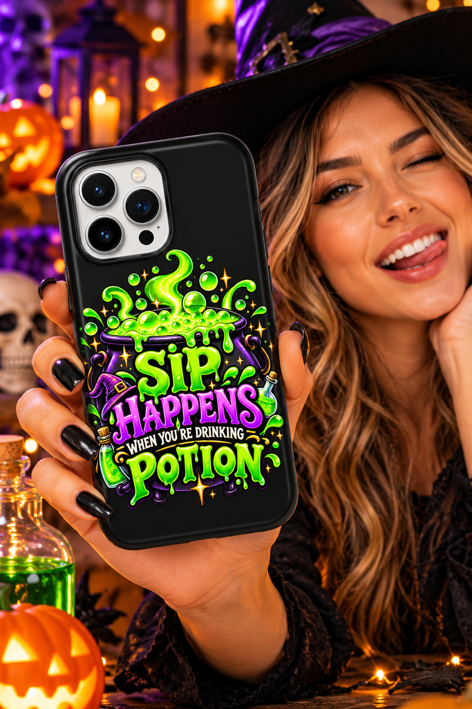 A funny halloween sayings for shirts cartoon illustration of a bubbling magic cauldron.
